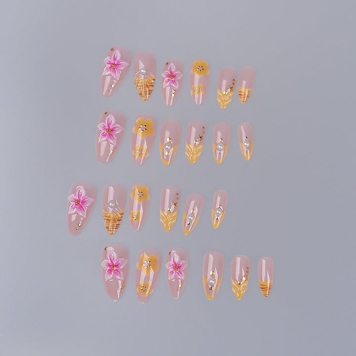 Decorative Floral Press-On Nail Set Stornfield