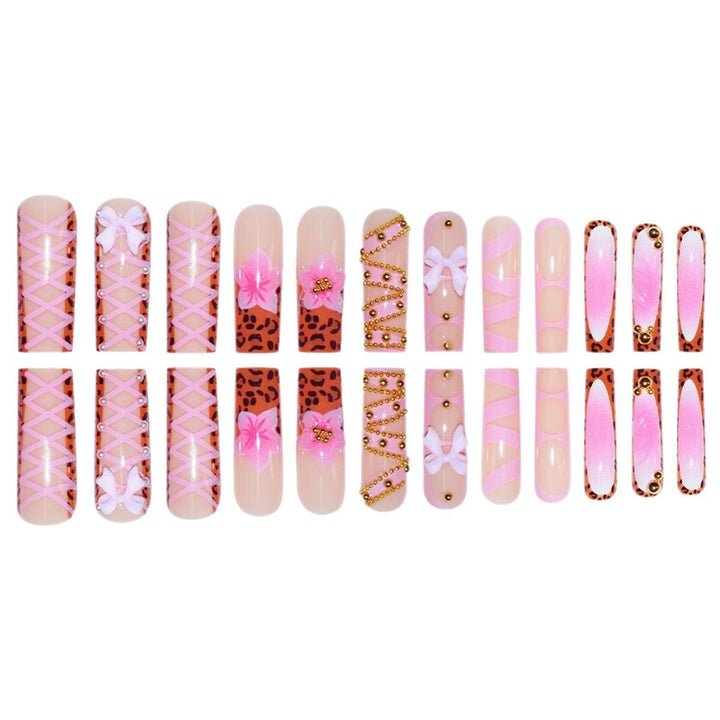 Decorative Stiletto Press-On Nails with 3D Floral and Bow Accents Stornfield