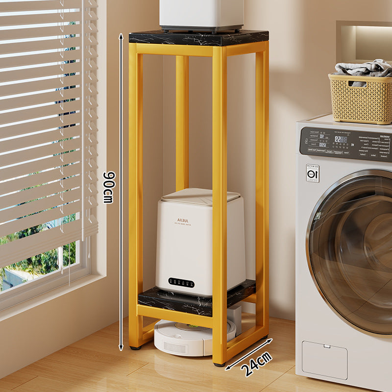 Narrow Two-Tier Metal Appliance Stand with Faux Marble Shelves