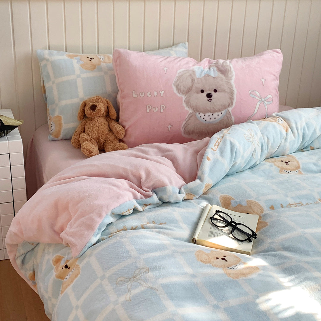 Plush Cartoon-Print Reversible Fleece Comforter with Oversized Loft