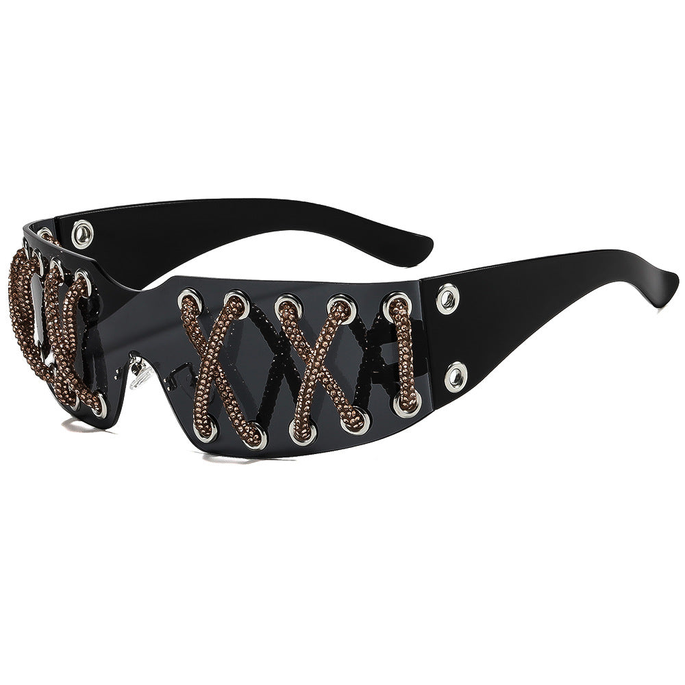 Women futuristic design sunglasses with unique decor Stornfield