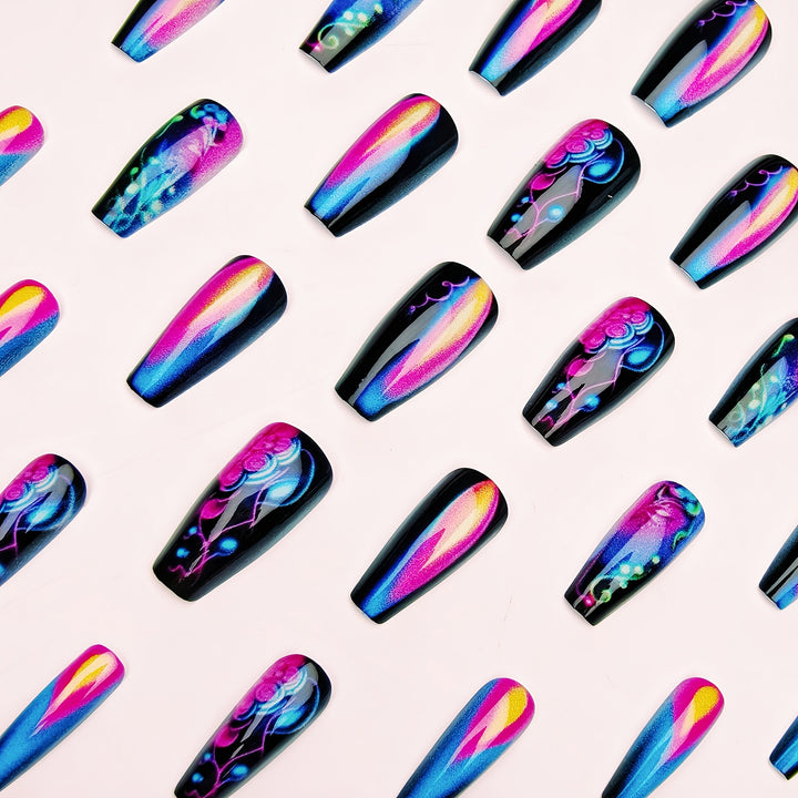 Creative artificial nails with neon accents Stornfield
