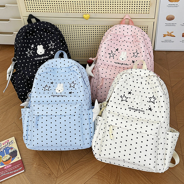 Playful Polka Dot Bunny-Themed Backpack Stornfield