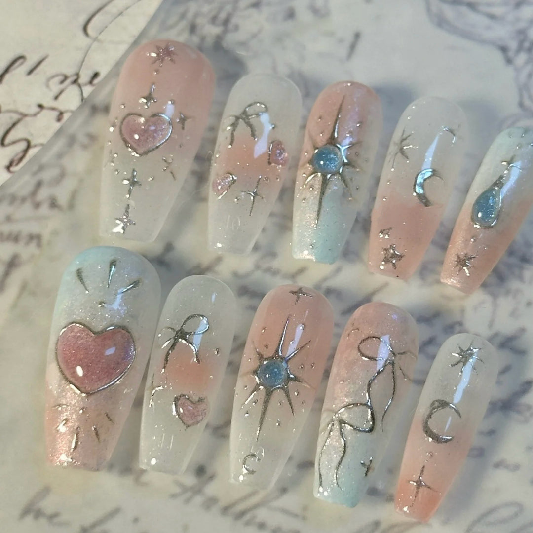Celestial-Themed Press-On Nail Art Set