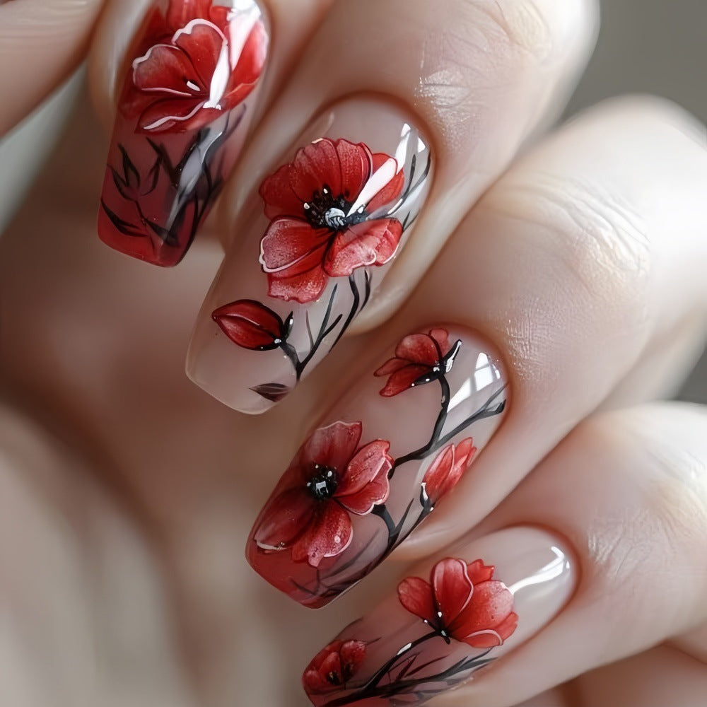 Artificial Nails Set with Floral Design Stornfield