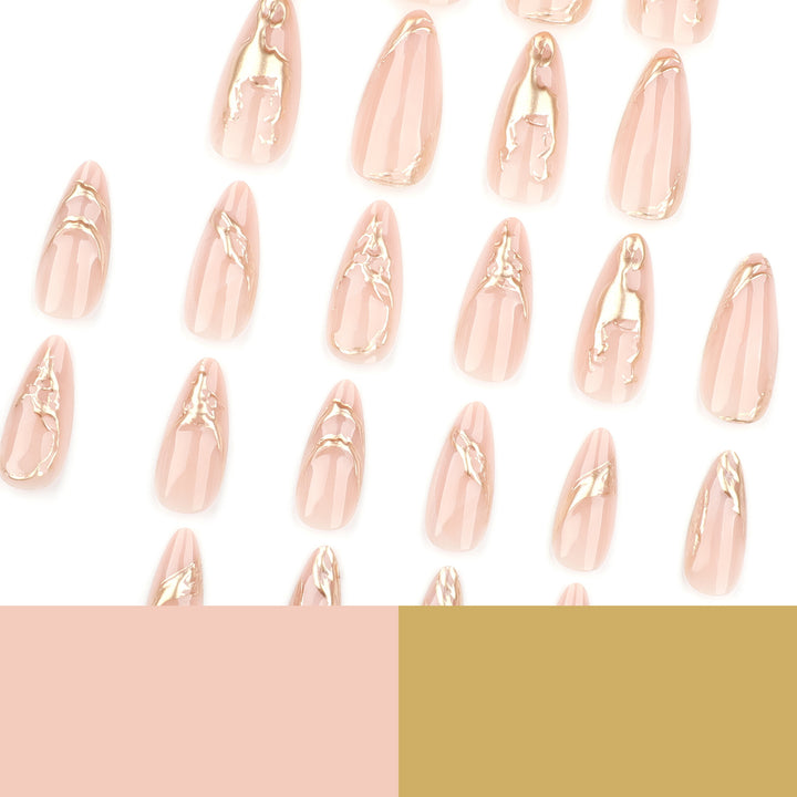 Artful Nail Extensions with Fine Golden Accents Stornfield