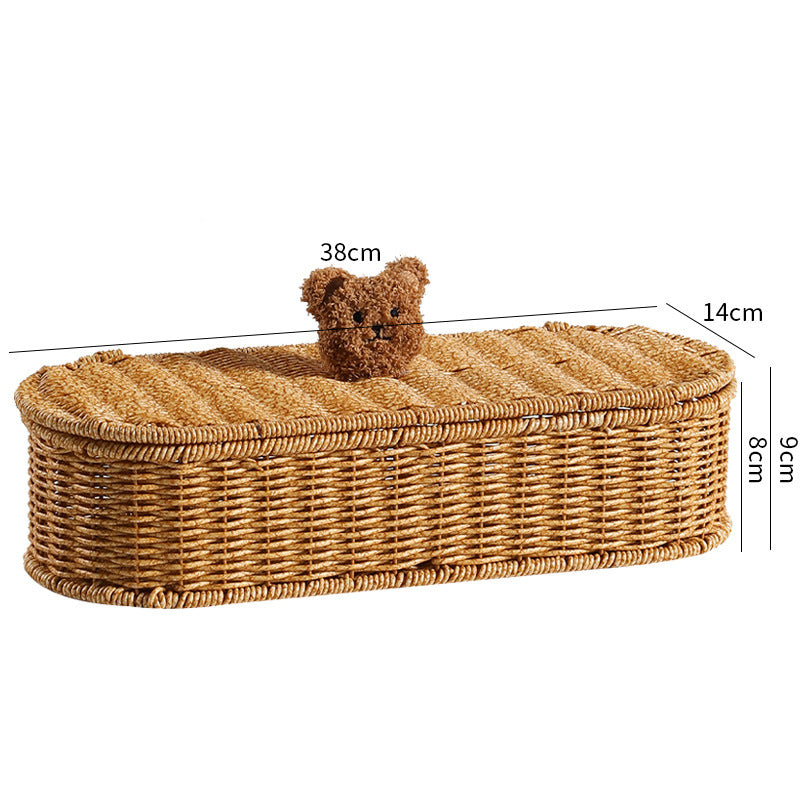 Decorative Woven Storage Box with Cute Bear Lid Stornfield