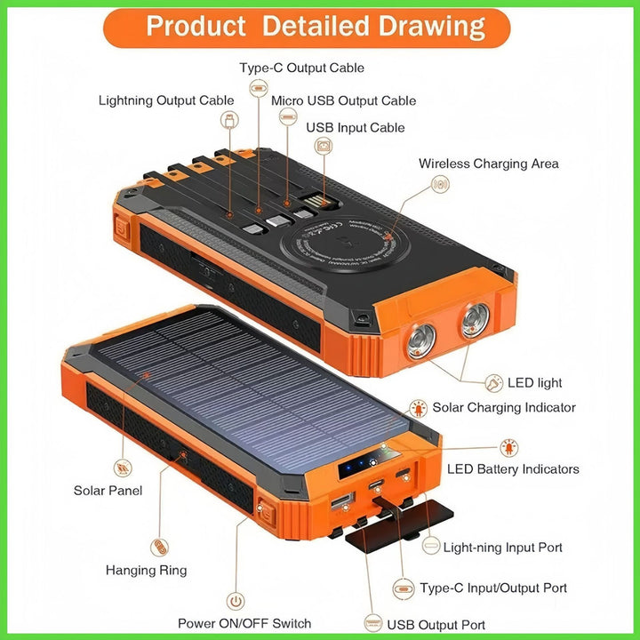 Solar-powered power bank with LED light Stornfield