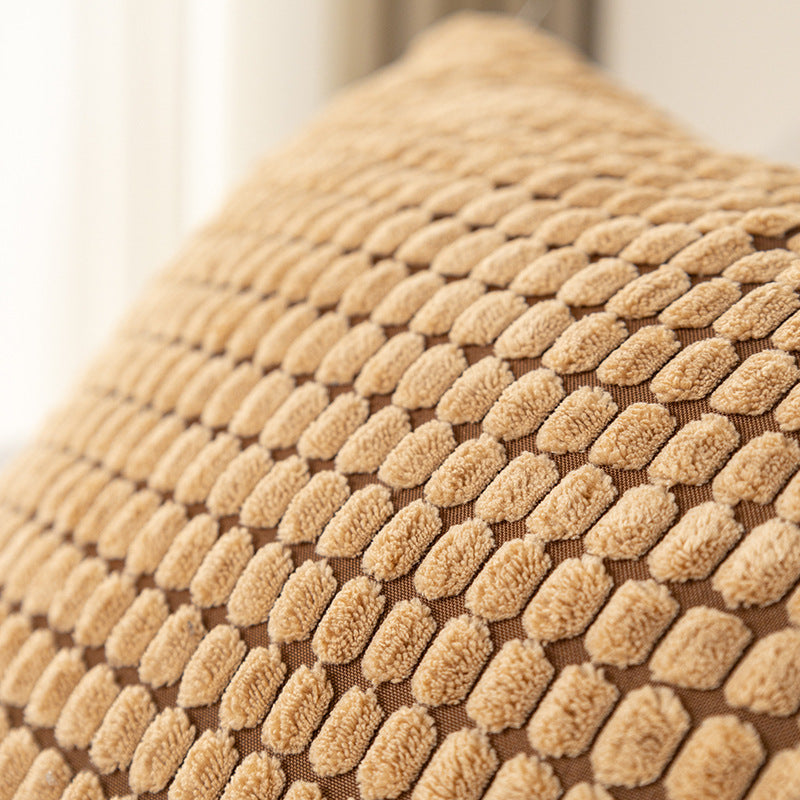 Plush Waffle-Texture Square Throw Pillow Cushion