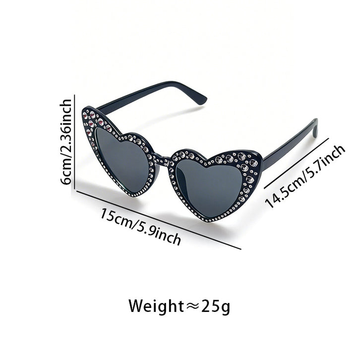 Rhinestone-Accented Heart-Shaped Sunglasses Stornfield