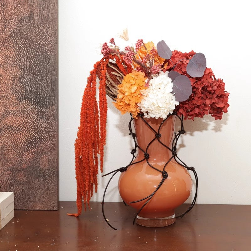 Decorative Button-Reinforced Glass Vase