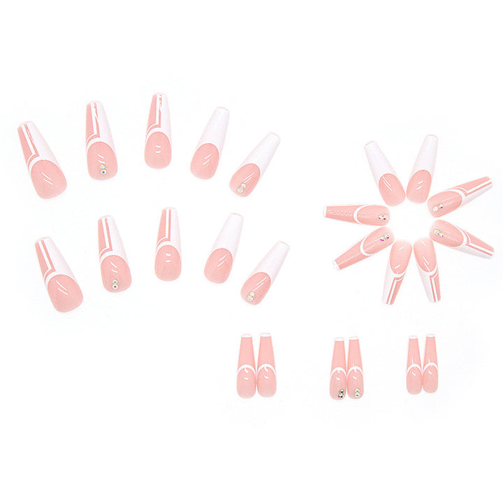 Artificial nails with elegant geometric designs and glossy finish Stornfield