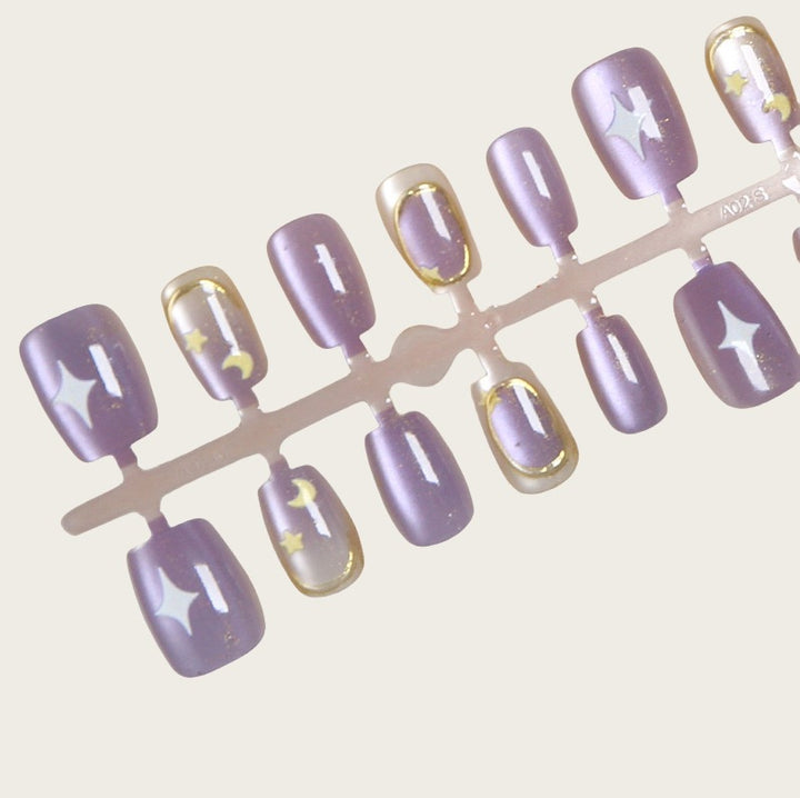 Artistic Press-On Nail Set with Floral and Geometric Designs Stornfield