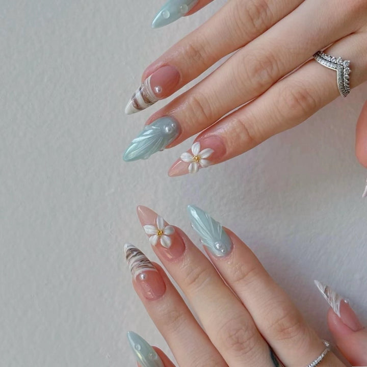 Artistic Floral Nail Extensions Stornfield