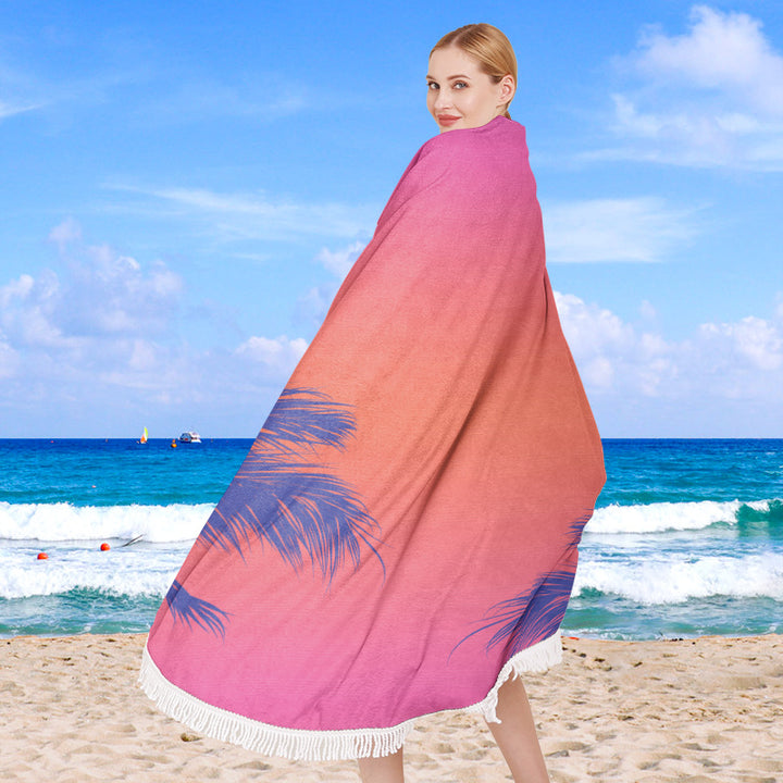 round beach towel with cheerful palm motif Stornfield