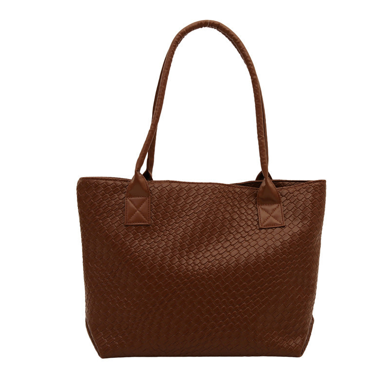 Woven Textured Tote Handbag