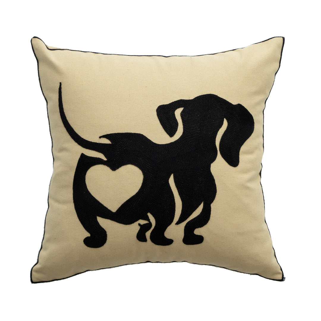 Hand-tufted square decorative cushion cover with floral chenille appliqué