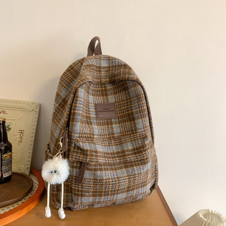 Cozy Plaid Patterned School Backpack Stornfield