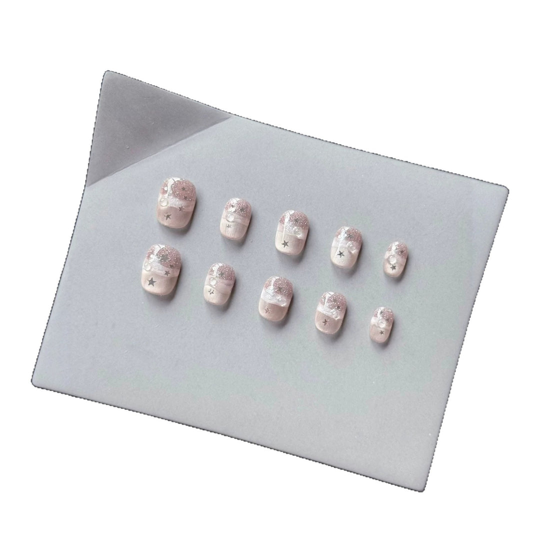 Decorative Press-On Nail Art Set with Sparkling Star Designs