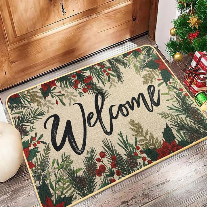 Festive Holiday-Themed Welcome Mat for Home
