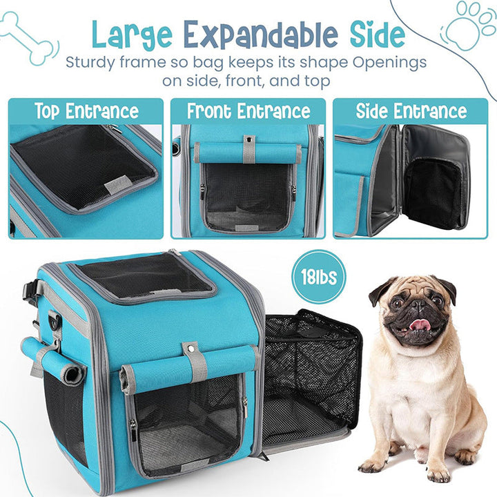 Front-Mount Convertible Bicycle Pet Carrier Backpack with Expandable Mesh Canopy and Padded Orthopedic Base Stornfield