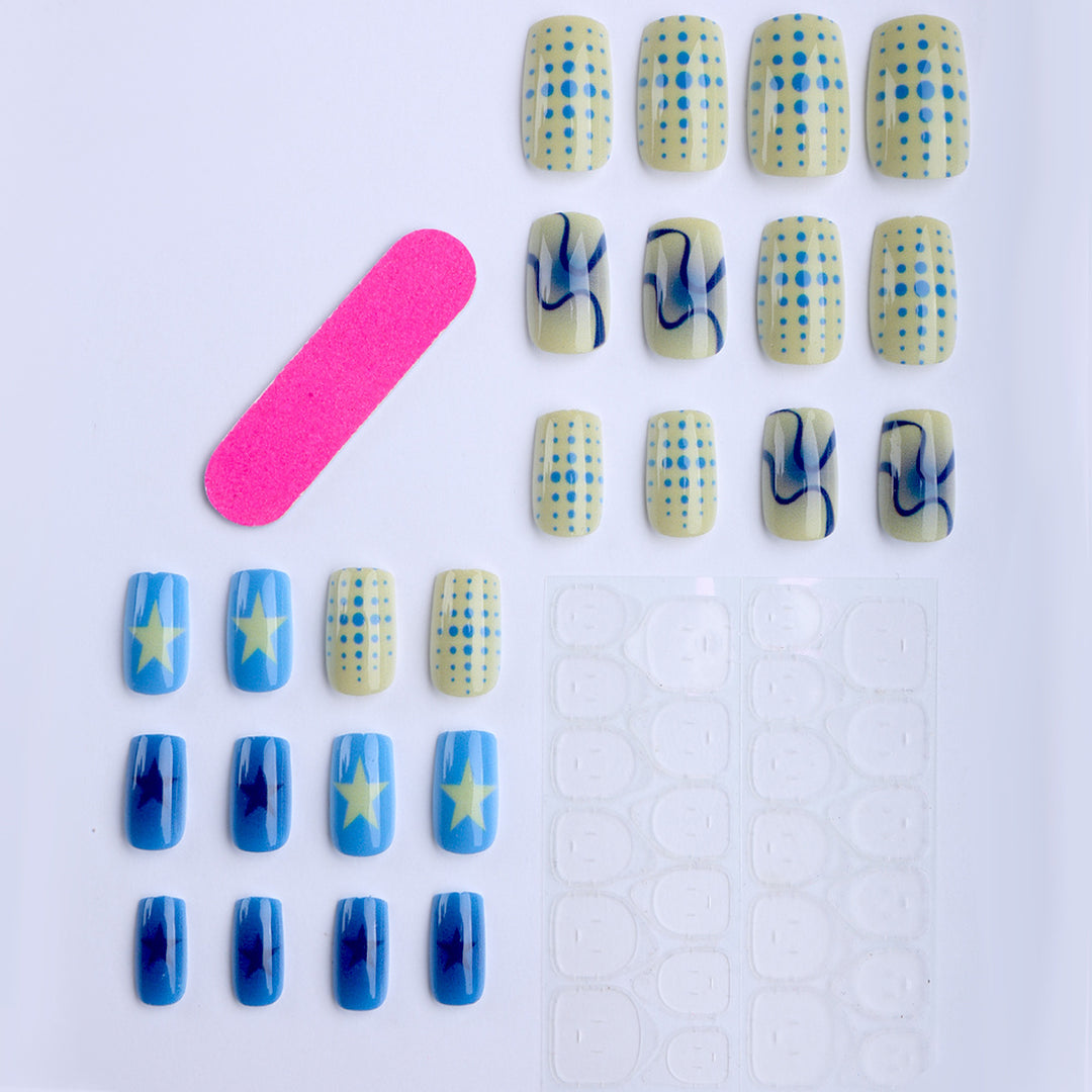 Creative Geometric and Colorful Patterns False Nails Stornfield