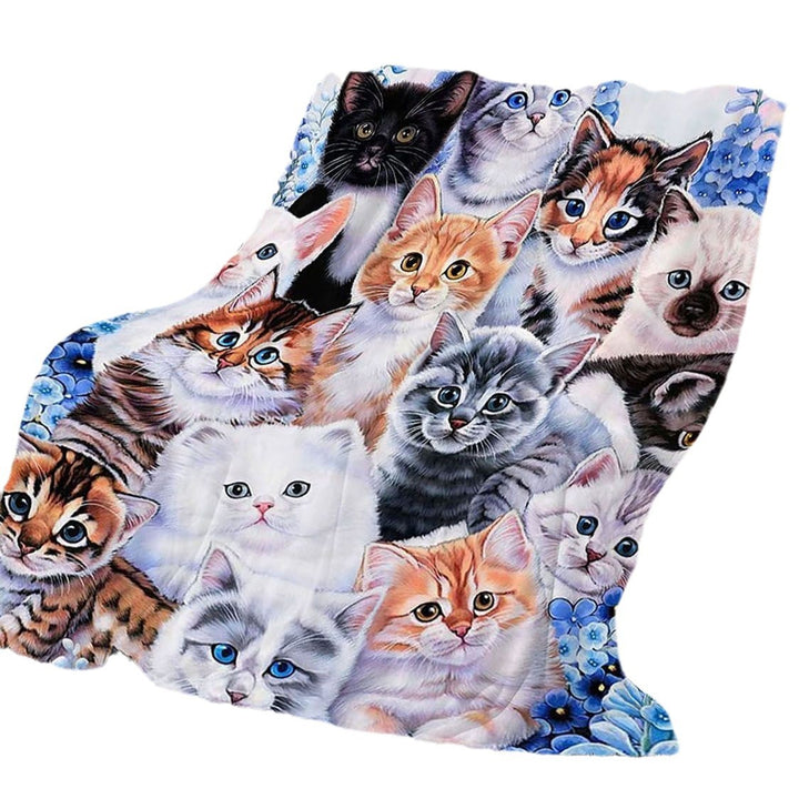 Cat-Themed Cozy Fleece Blanket