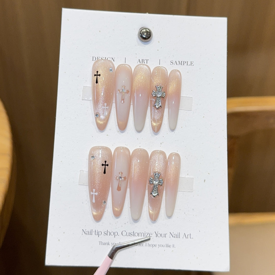 Artificial Nails in Elegant Cross Design Stornfield