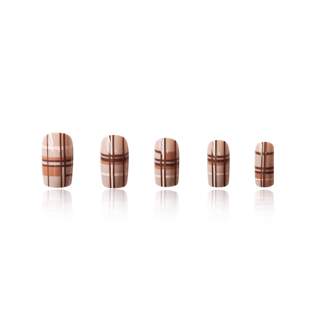 Stylish Plaid Press-On Nail Set Stornfield