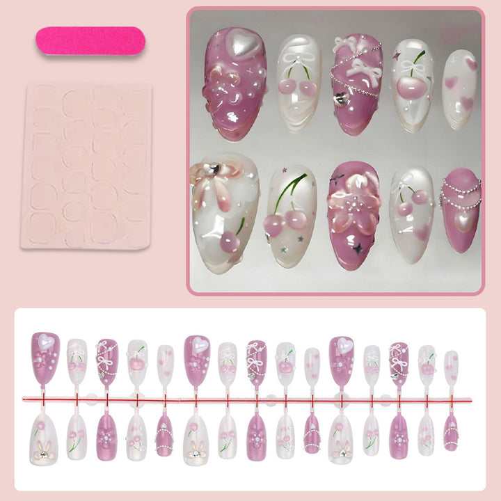 Artificial nail set with creative heart and flower designs Stornfield
