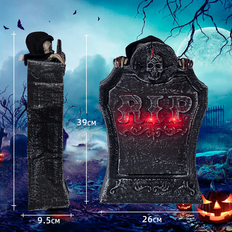 Light-Up Horror-Themed Tombstone Decoration Stornfield