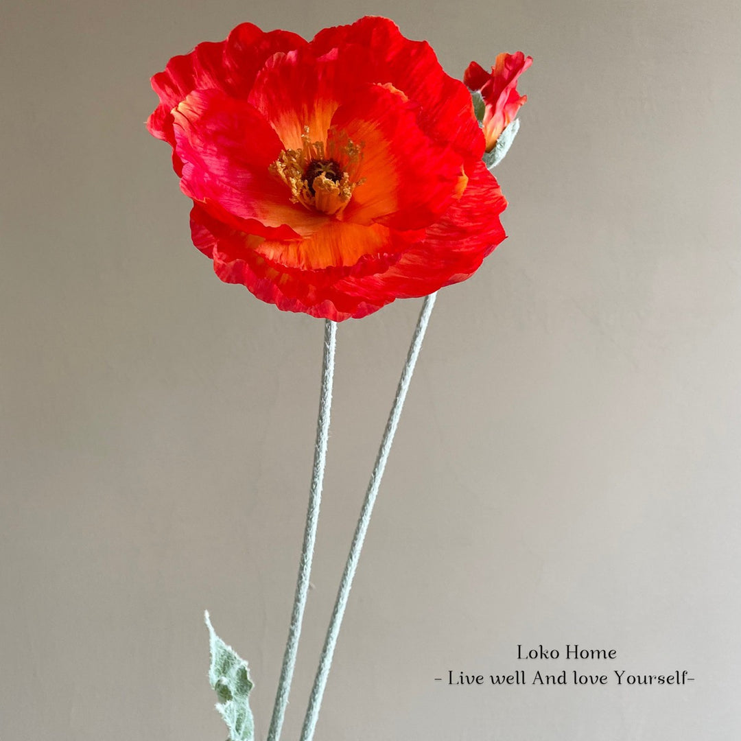 Lifelike Poppy Flower Stem