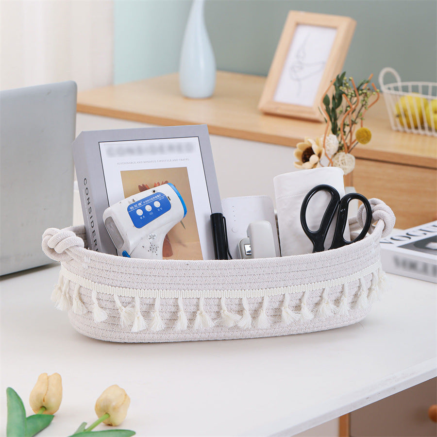 Women Versatile Storage Basket with Tassel Decoration Stornfield
