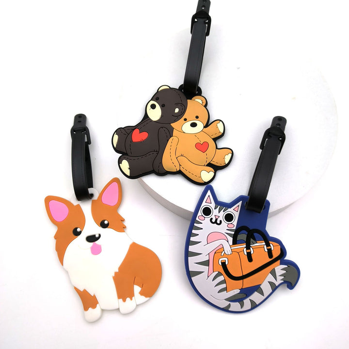 Cute Silicone Cat Luggage Tag with Detachable Strap and Personalized ID Window Stornfield