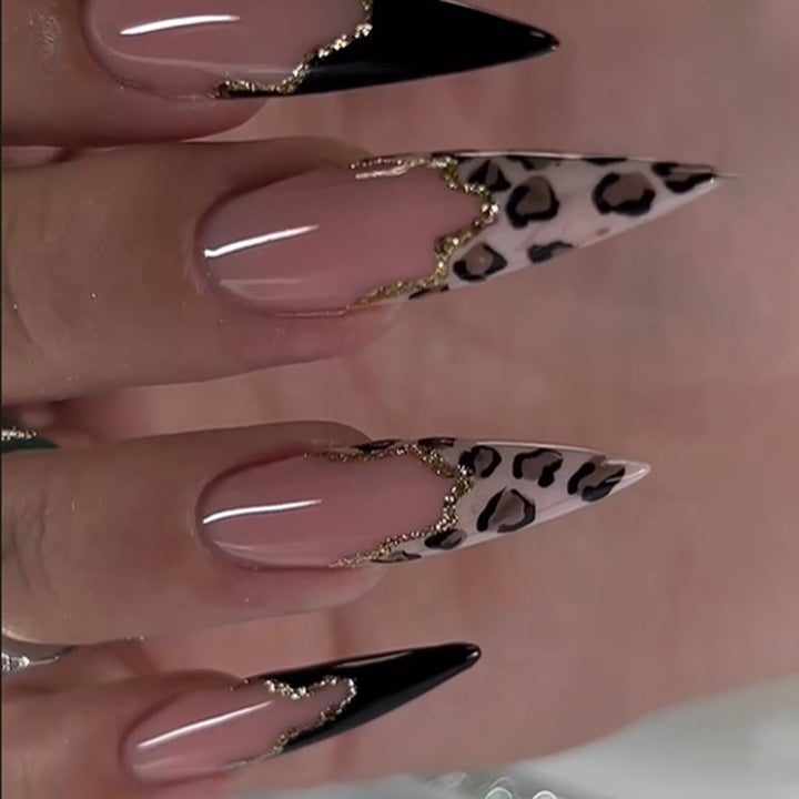 Artful stiletto nails in elegant leopard design Stornfield