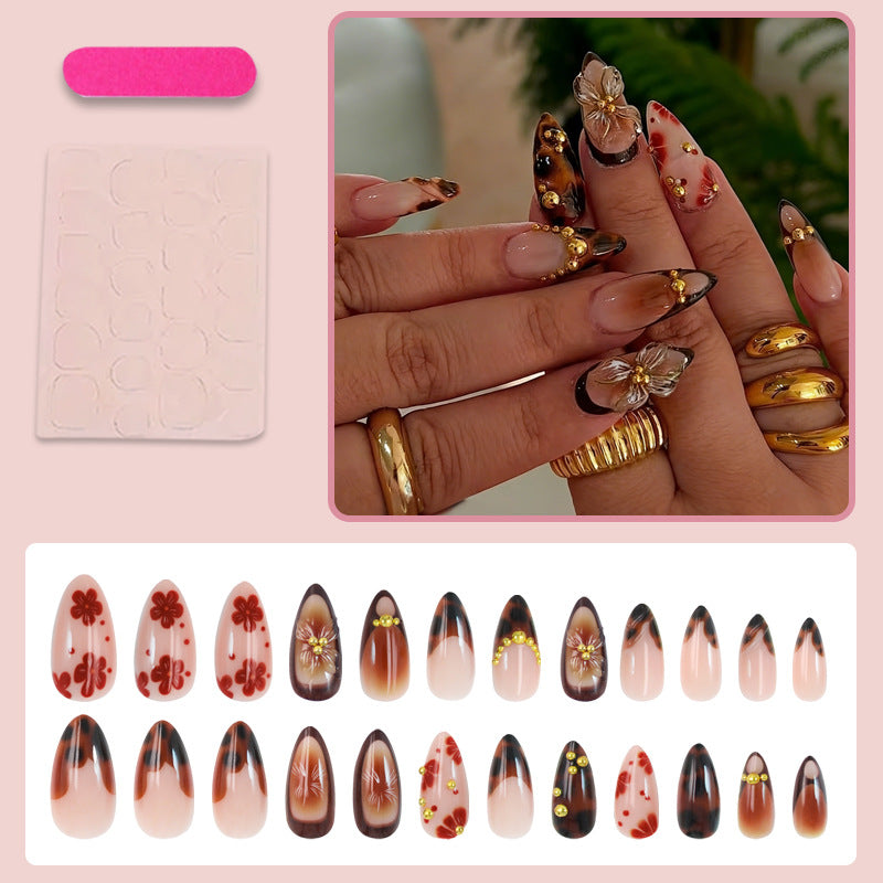 Art Nail Set with romantic floral designs and high-quality embellishments Stornfield