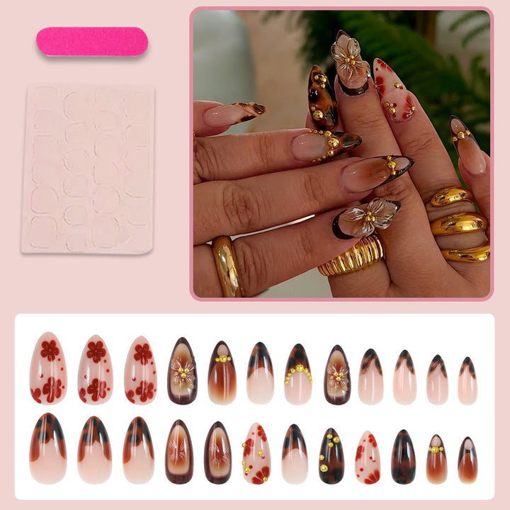 Art Nail Set with romantic floral designs and high-quality embellishments Stornfield