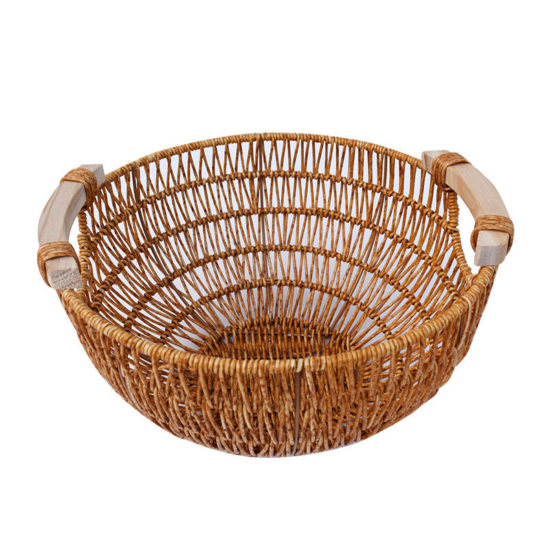 Handcrafted Woven Storage Basket with Wooden Handles Stornfield