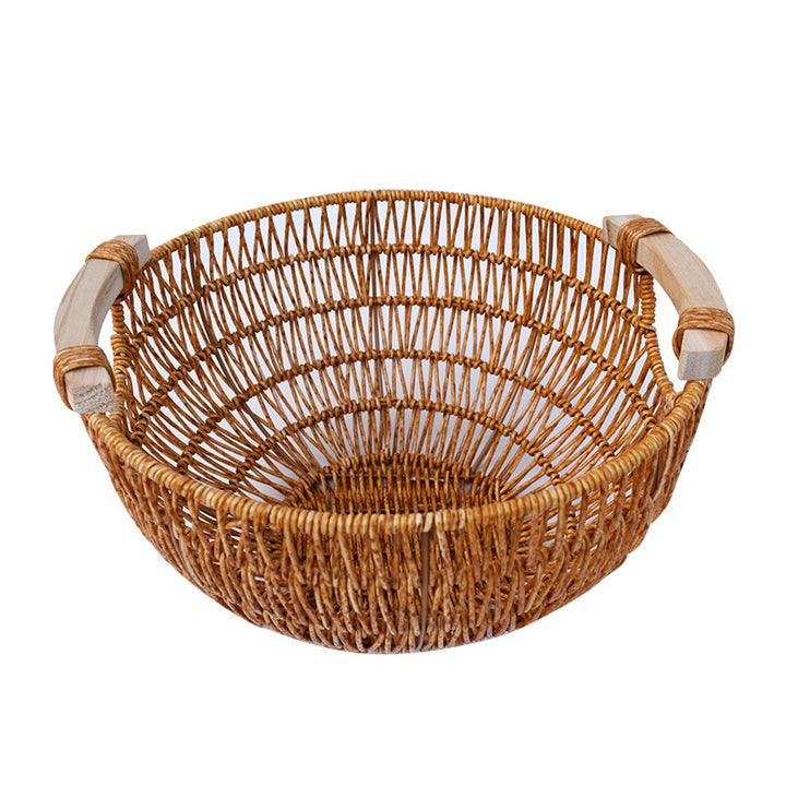 Handcrafted Woven Storage Basket with Wooden Handles Stornfield