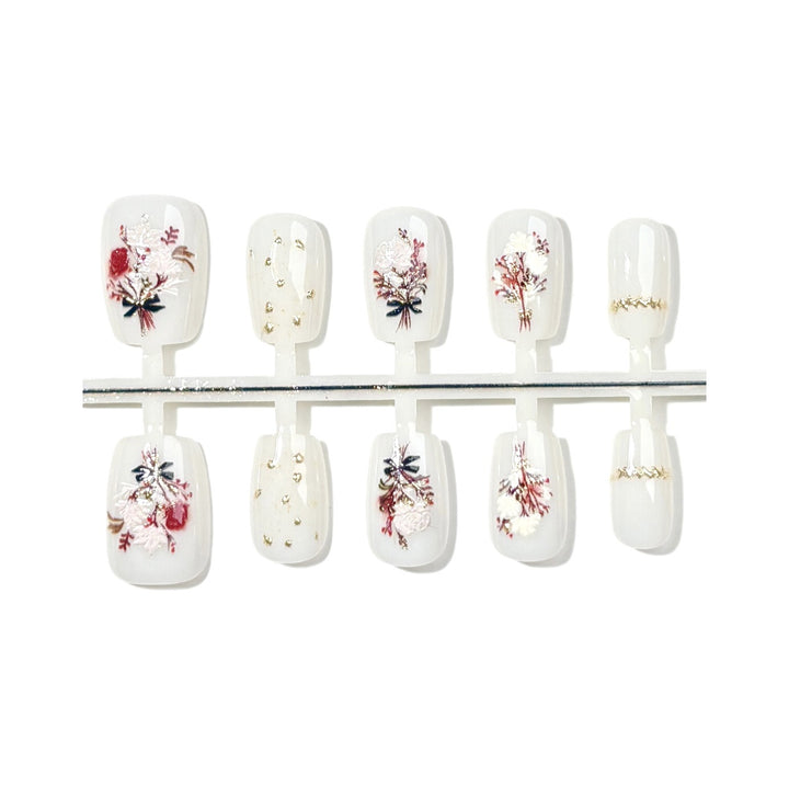 Floral Embellished Press-On Nail Set
