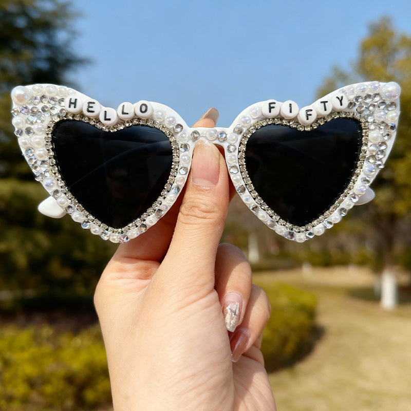 Heart-Shaped Pearl-Embellished Sunglasses Stornfield