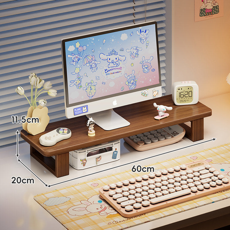 Bamboo Monitor Stand Riser with Under-Shelf Storage Organizer