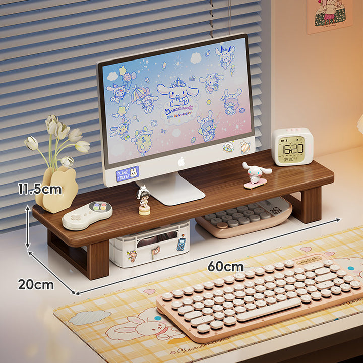 Bamboo Monitor Stand Riser with Under-Shelf Storage Organizer