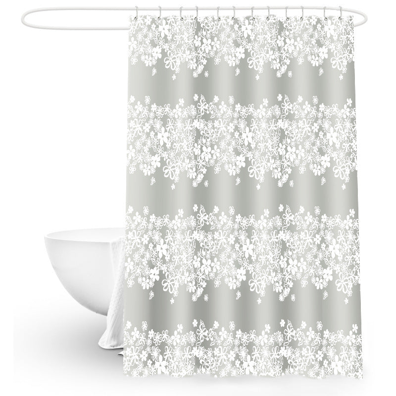 Floral Patterned Waterproof Shower Curtain Stornfield