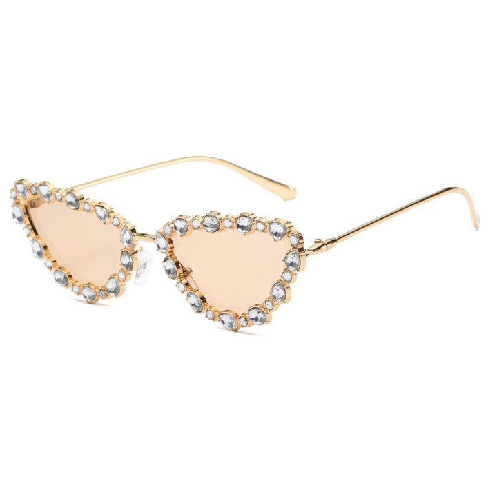 Women's Heart-Shaped Designer Sunglasses with Glamorous Crystal Frame Stornfield