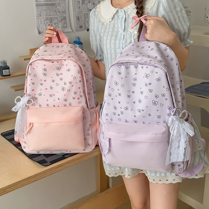 Stylish Heart-Printed Backpack Stornfield