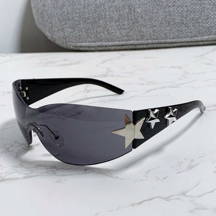 Women's stylish sports sunglasses with half-frame and striking star accents Stornfield