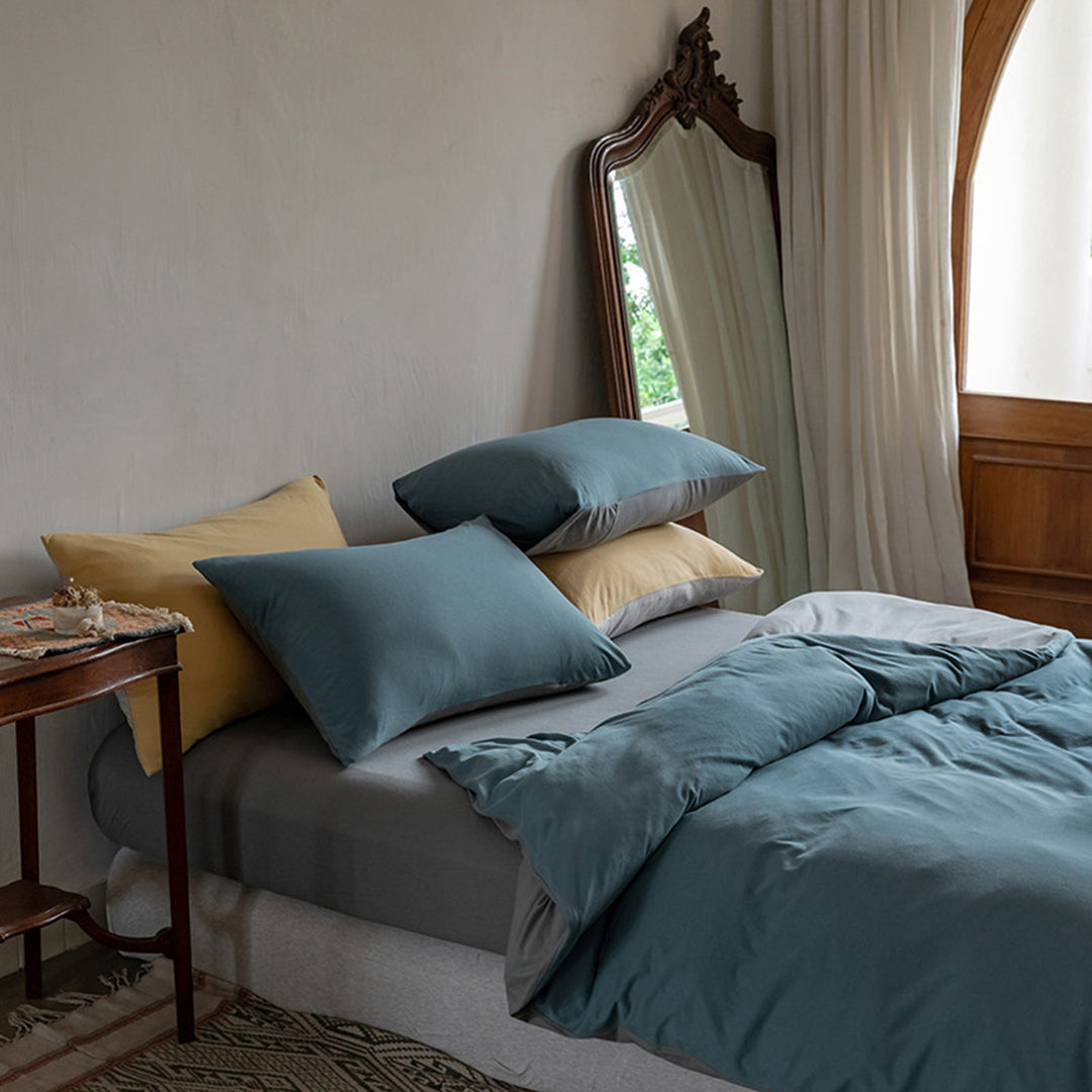 Stonewashed Cotton Duvet Cover & Oversized Comforter