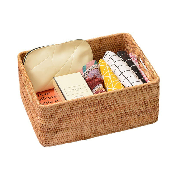 Women rectangular storage basket made of natural material Stornfield