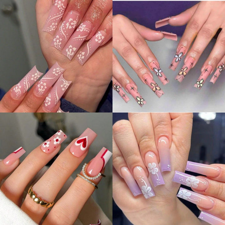 Artistic Floral Ombre Nail Tips Stornfield